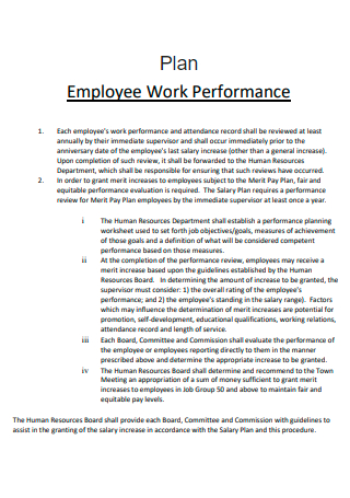 Employee Work Performance Plan