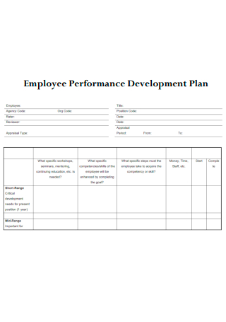 Employees Performance Development Plan