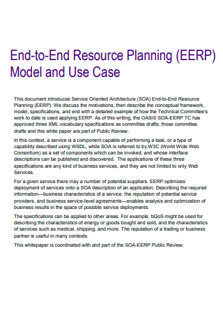 End to End Resource Planning