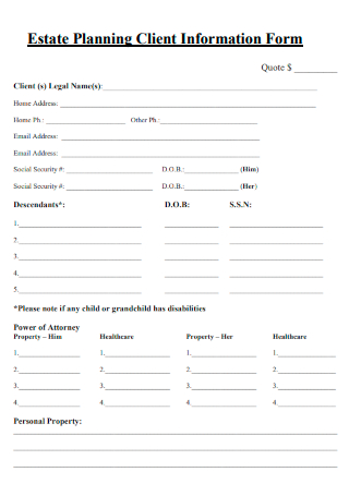 Estate Planning Client Information Form