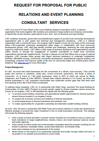 Event Planning Consultant Services Proposal