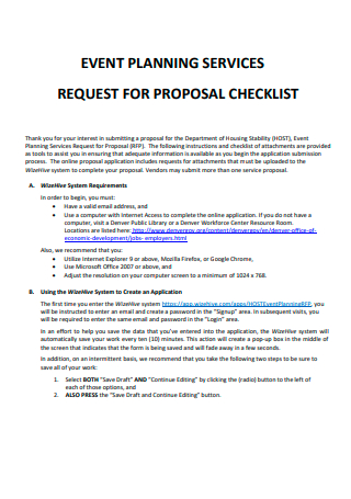 Event Planning Services Proposal Checklist