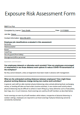 Exposure Risk Assessment Form
