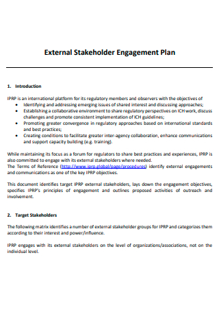 External Stakeholder Engagement Plan