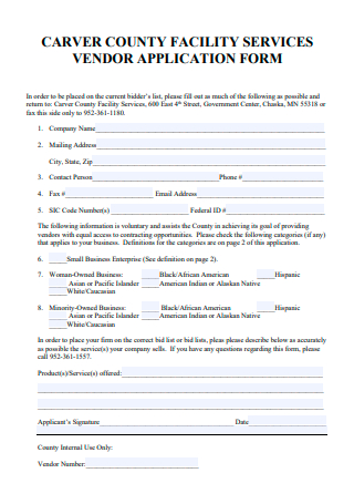 Facility Services Vendor Application Form