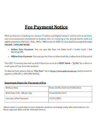 Fee Payment Notice