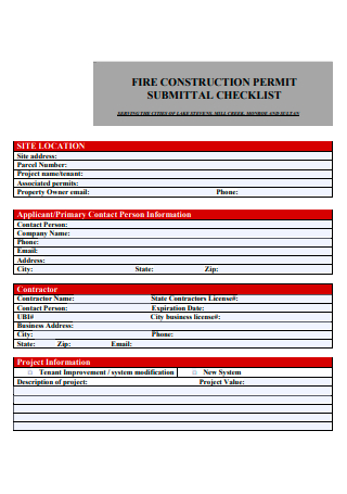 Fire Construction Submittal Checklist