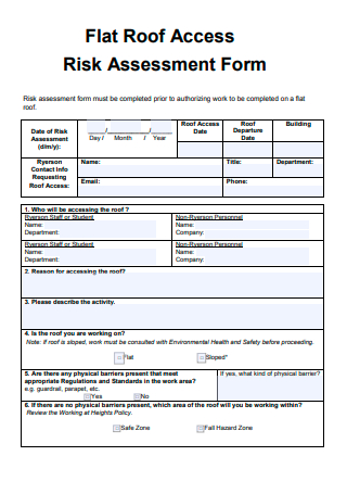Flat Roof Access Risk Assessment Form