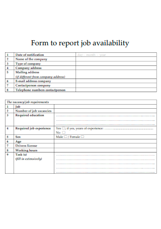 Form to Report Job Availability