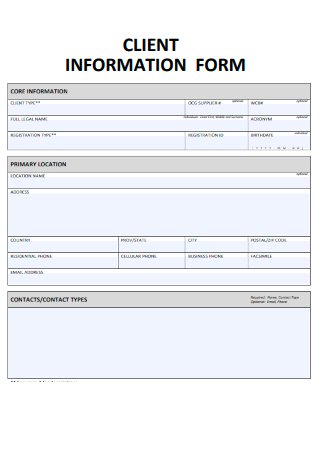Formal Client Information Form