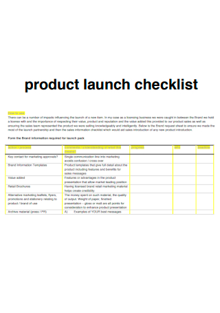 Formal Product Launch Checklist