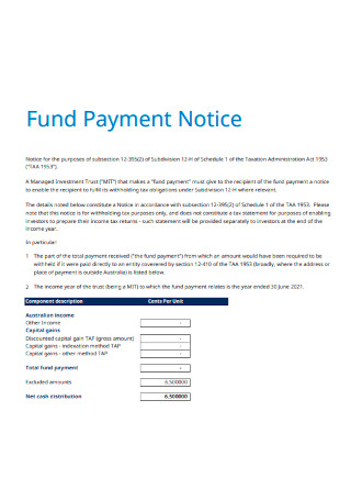 Fund Payment Notice