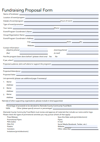 Fundraising Proposal Form