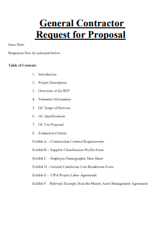 General Contractor Request for Proposal
