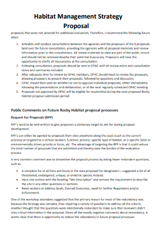 Habitat Management Strategy Proposal