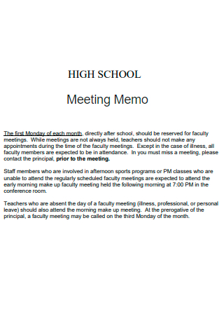 High School Meeting Memo