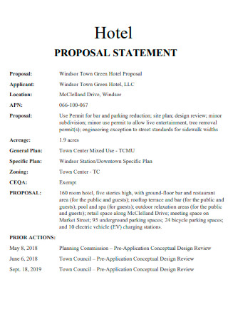 Hotel Proposal Statement