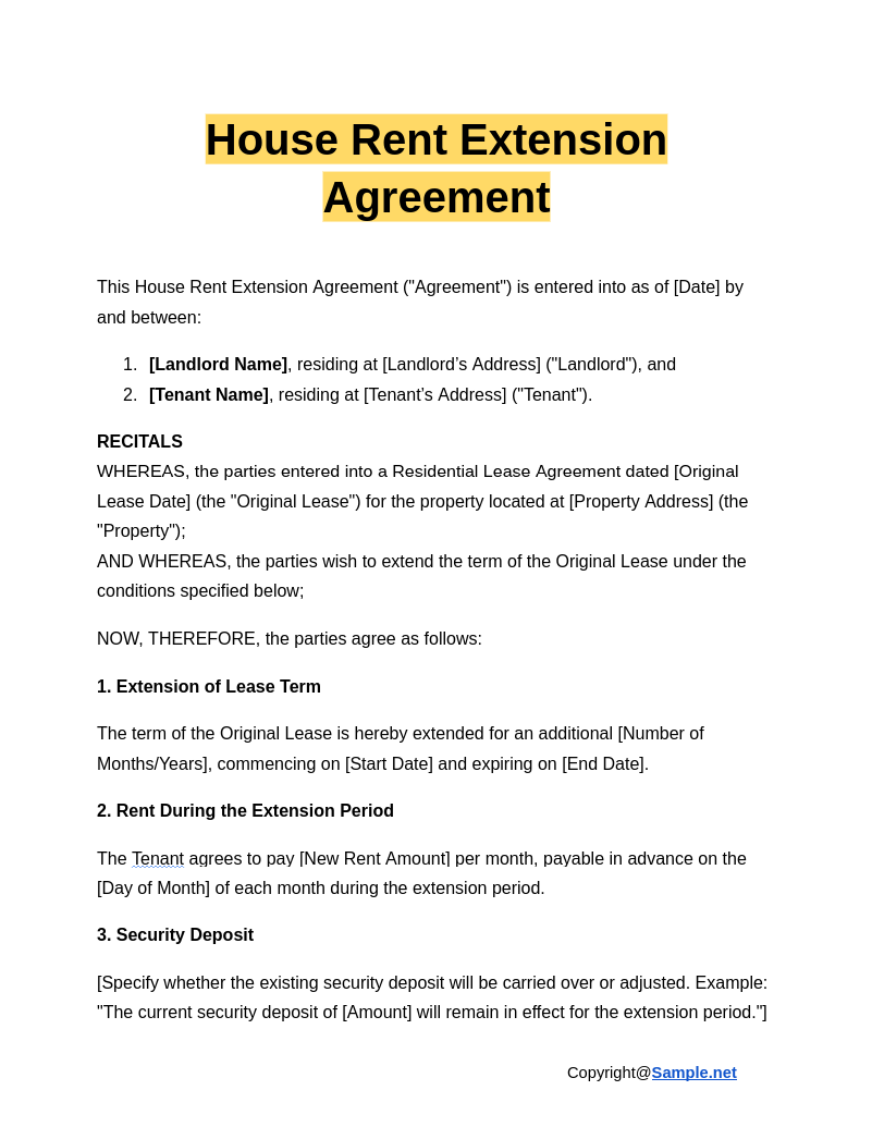 House Rent Extension Agreement Google Docs 01 07 2025 04 27 PM