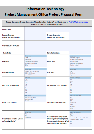 IT Project Management Office Project Proposal Form