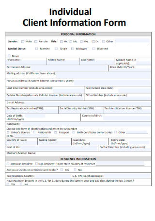 Individual Client Information Form