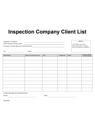 Inspection Company Client List