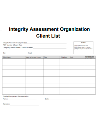 Integrity Assessment Organization Client List