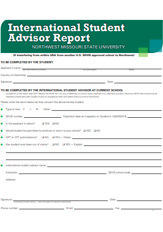 International Student Advisor Report