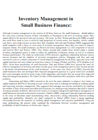 Inventory Management in Small Business Finance