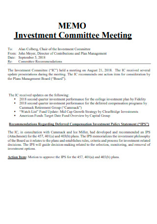 Investment Committee Meeting Memo