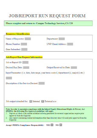 Job Report Run Request Form