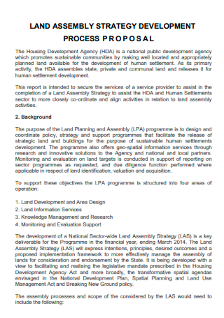 Land Assembly Strategy development process Proposal