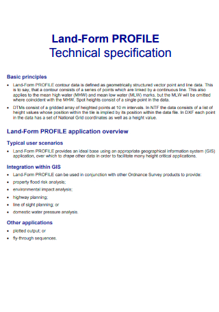 Land Form Profile Technical Specification