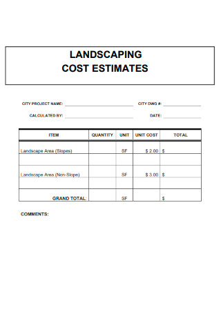 Landscaping Cost Estimate