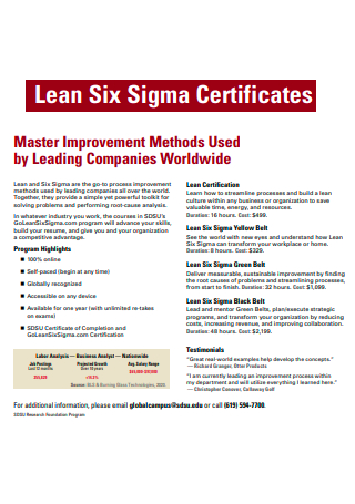 Lean Six Sigma Certificates