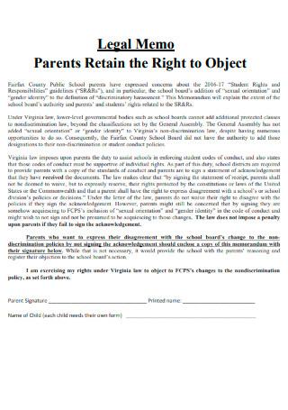 Legal Memo Parents Retain the Right to Object