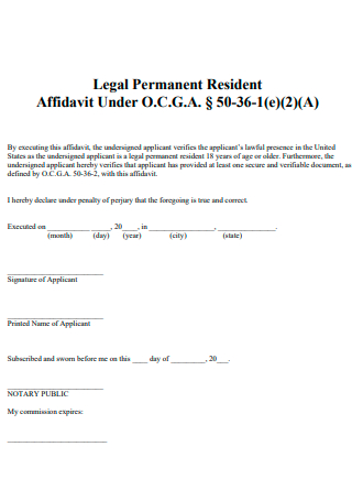 Legal Permanent Resident Affidavit