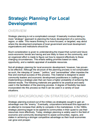 Local Development Strategic Planning