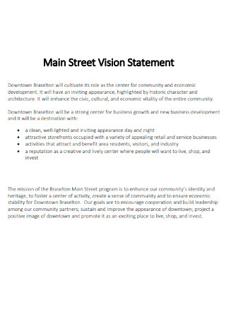 Main Street Vision Statement
