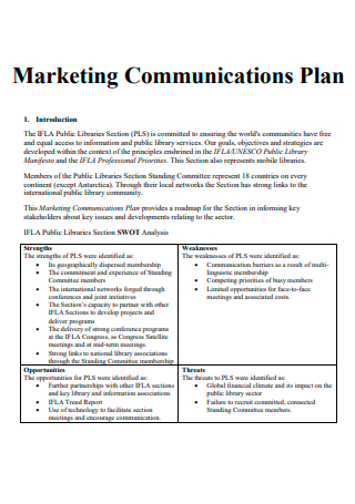 Marketing Communications Plan Template