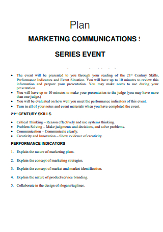 Marketing Communications Series Event Plan
