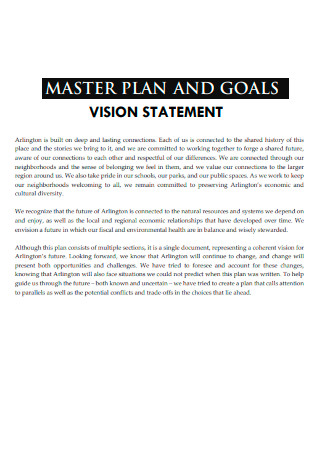 Master Plan and Goals Vision Statement