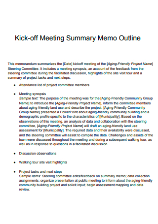 Meeting Summary Memo Outline