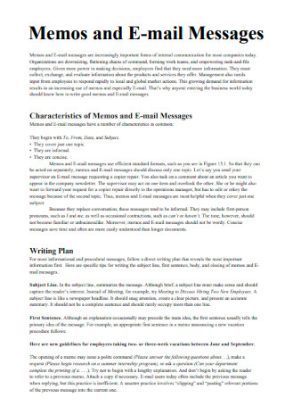 Memos and Email Messages