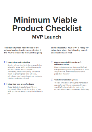 Minimum Viable Product Launch Checklist