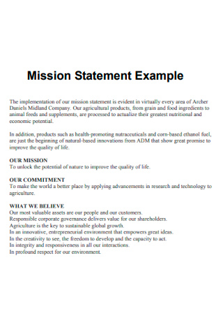 Mission Statement Example