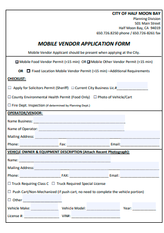 Mobile Vendor Application Form
