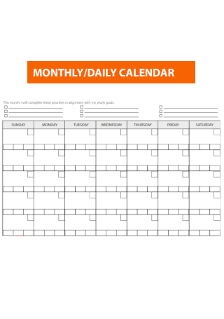 Monthly Daily Calendar