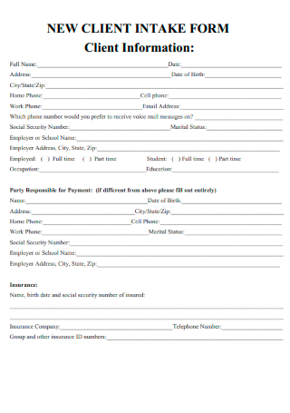 New Client Intake Information Form