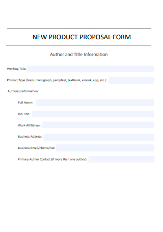New Product Proposal Form