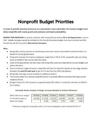 Non Profit Budget Priorities